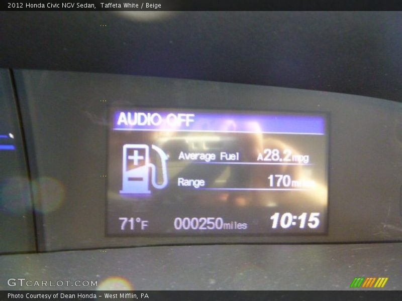 Taffeta White / Beige 2012 Honda Civic NGV Sedan