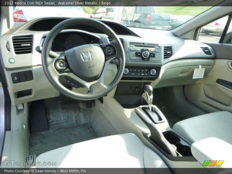 Alabaster Silver Metallic / Beige 2012 Honda Civic NGV Sedan
