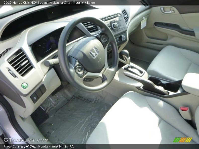 Alabaster Silver Metallic / Beige 2012 Honda Civic NGV Sedan