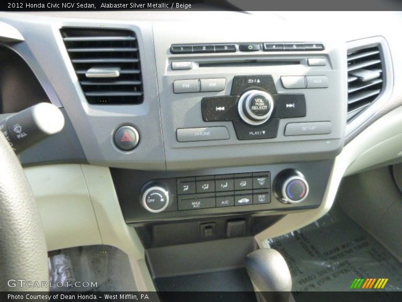 Alabaster Silver Metallic / Beige 2012 Honda Civic NGV Sedan