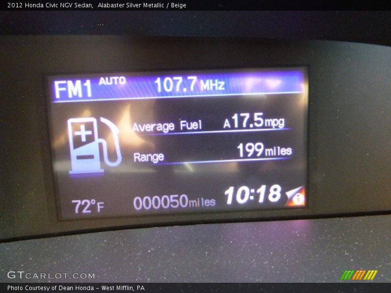 Alabaster Silver Metallic / Beige 2012 Honda Civic NGV Sedan