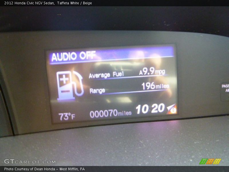 Taffeta White / Beige 2012 Honda Civic NGV Sedan