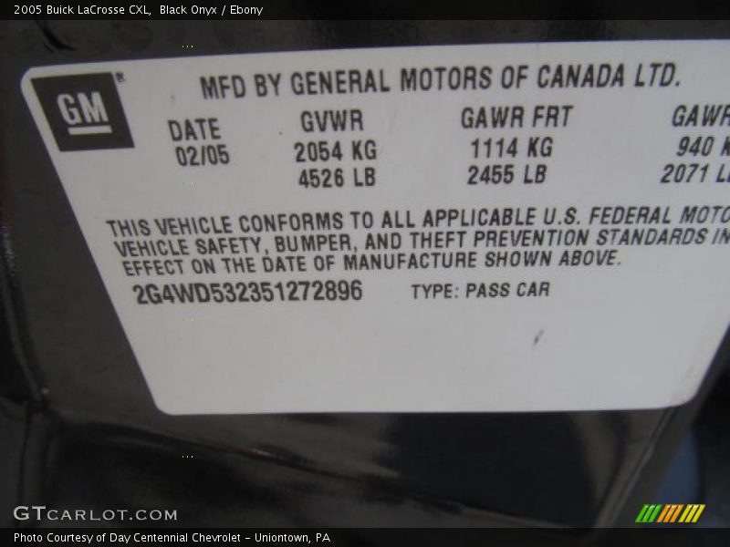 Black Onyx / Ebony 2005 Buick LaCrosse CXL