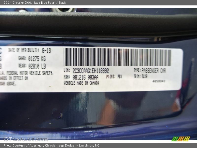 2014 300  Jazz Blue Pearl Color Code PBX