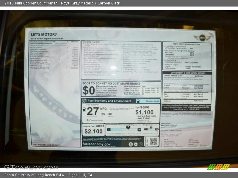 Royal Gray Metallic / Carbon Black 2013 Mini Cooper Countryman