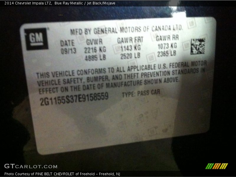 Blue Ray Metallic / Jet Black/Mojave 2014 Chevrolet Impala LTZ