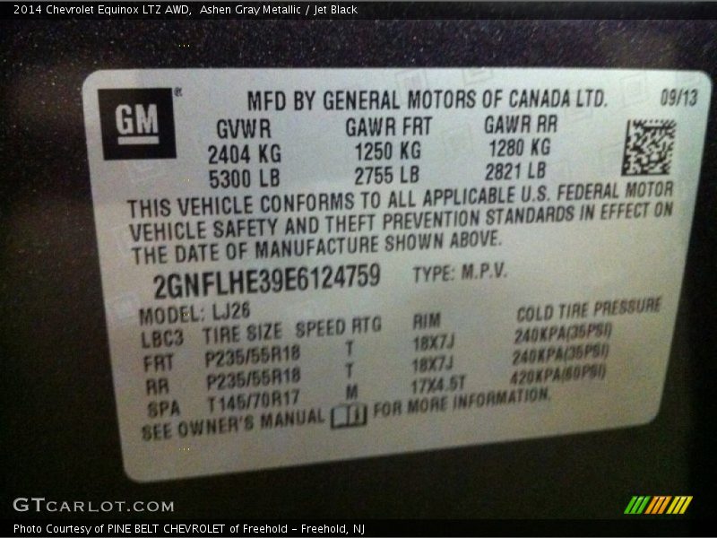 Ashen Gray Metallic / Jet Black 2014 Chevrolet Equinox LTZ AWD