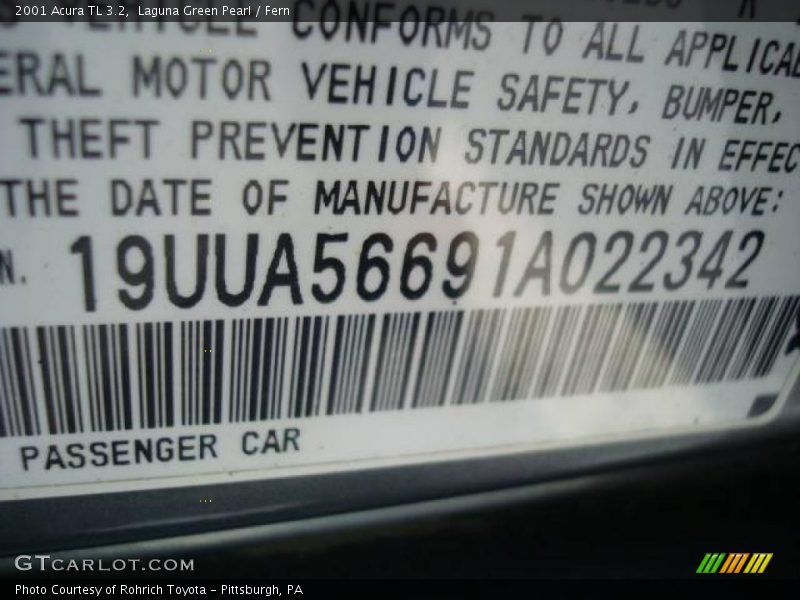 Laguna Green Pearl / Fern 2001 Acura TL 3.2