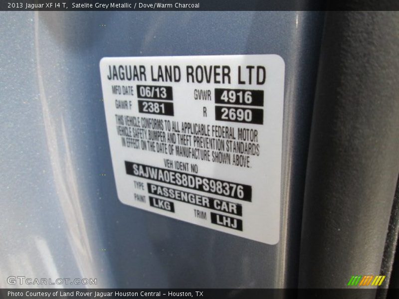 2013 XF I4 T Satelite Grey Metallic Color Code LKG