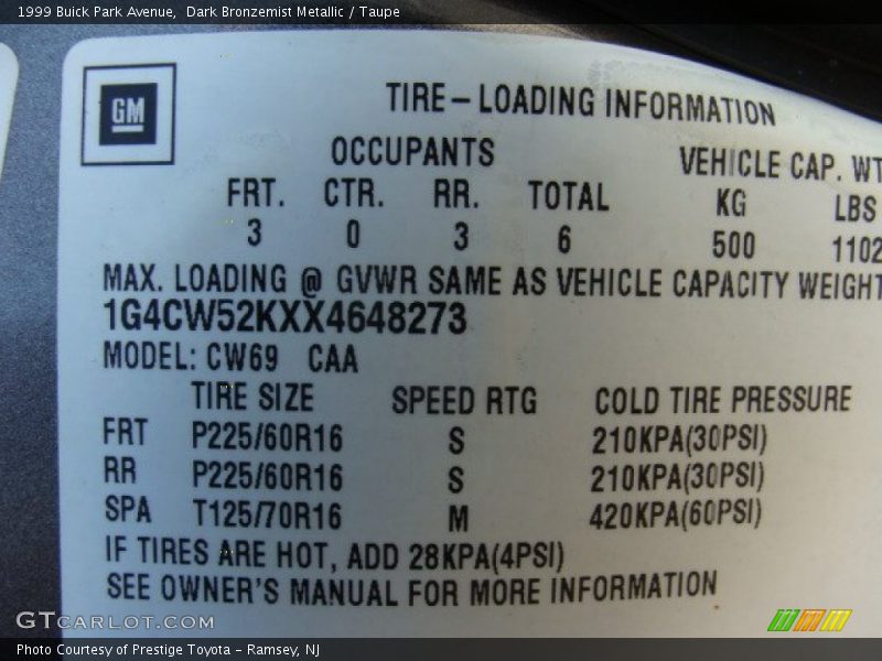 Dark Bronzemist Metallic / Taupe 1999 Buick Park Avenue