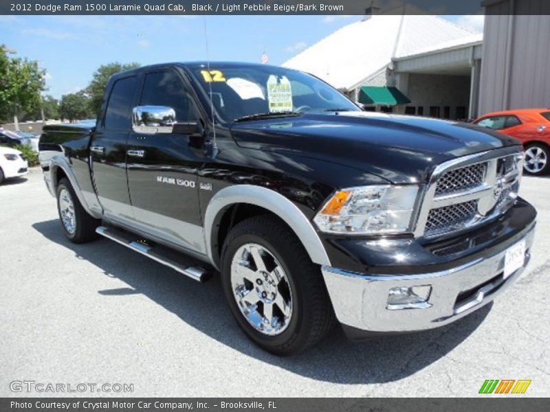 Black / Light Pebble Beige/Bark Brown 2012 Dodge Ram 1500 Laramie Quad Cab