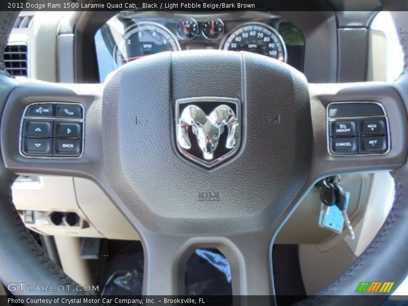 Black / Light Pebble Beige/Bark Brown 2012 Dodge Ram 1500 Laramie Quad Cab