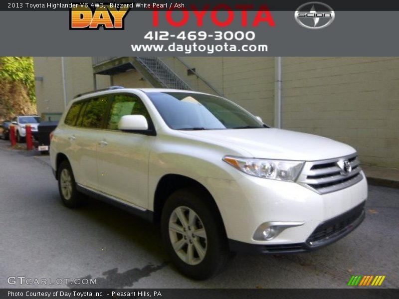 Blizzard White Pearl / Ash 2013 Toyota Highlander V6 4WD