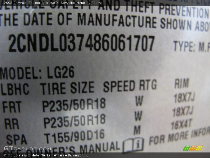 Navy Blue Metallic / Ebony 2008 Chevrolet Equinox Sport AWD