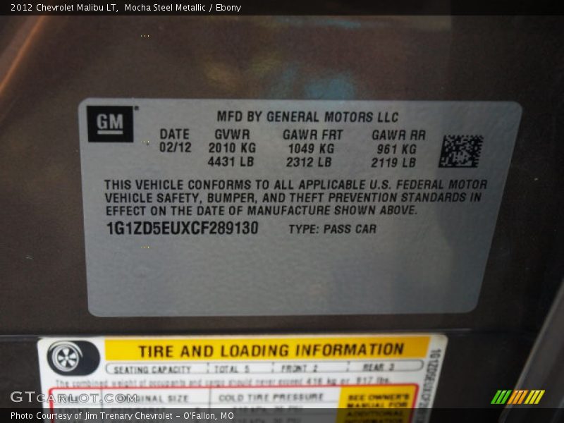 Mocha Steel Metallic / Ebony 2012 Chevrolet Malibu LT