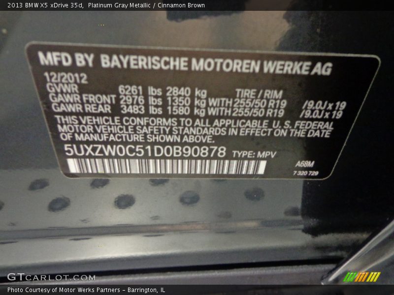 Platinum Gray Metallic / Cinnamon Brown 2013 BMW X5 xDrive 35d