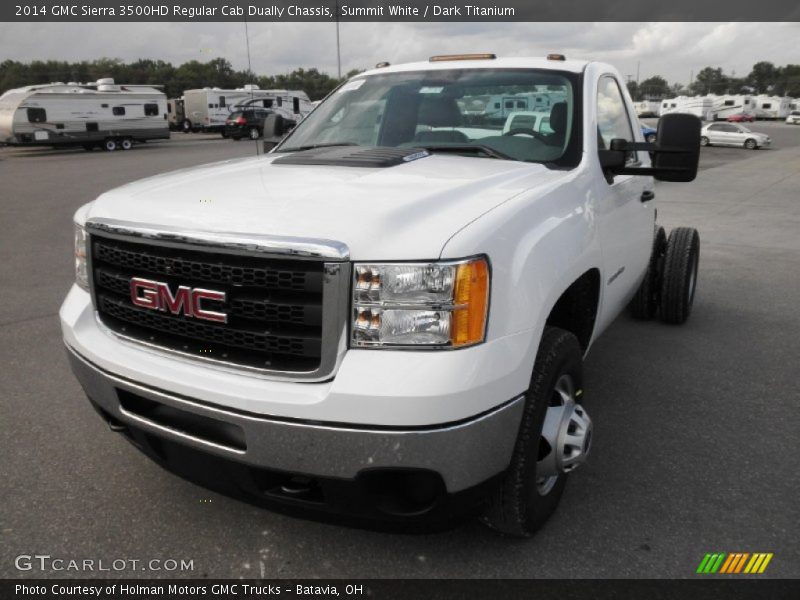 Summit White / Dark Titanium 2014 GMC Sierra 3500HD Regular Cab Dually Chassis