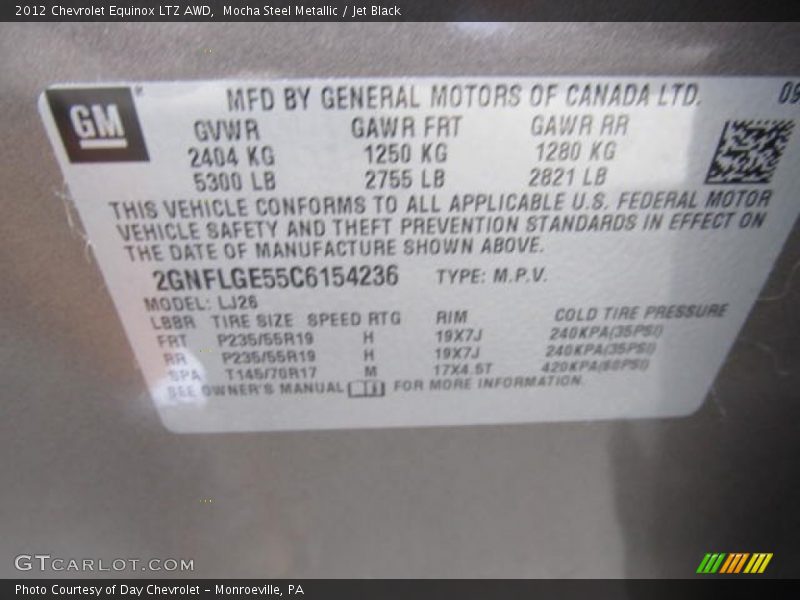 Mocha Steel Metallic / Jet Black 2012 Chevrolet Equinox LTZ AWD