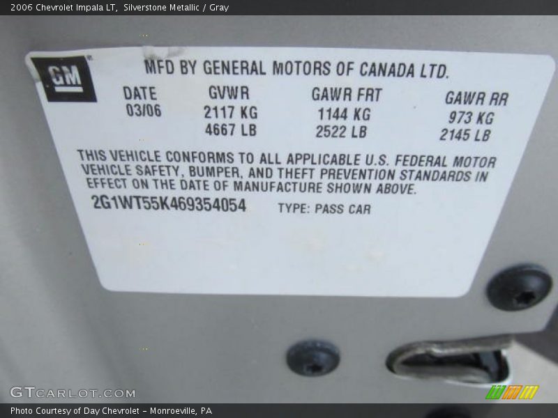 Silverstone Metallic / Gray 2006 Chevrolet Impala LT