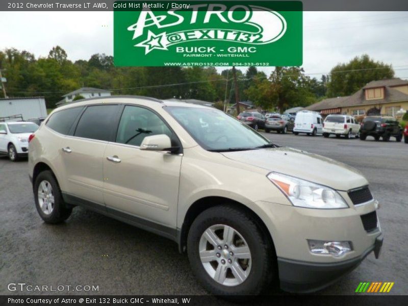 Gold Mist Metallic / Ebony 2012 Chevrolet Traverse LT AWD