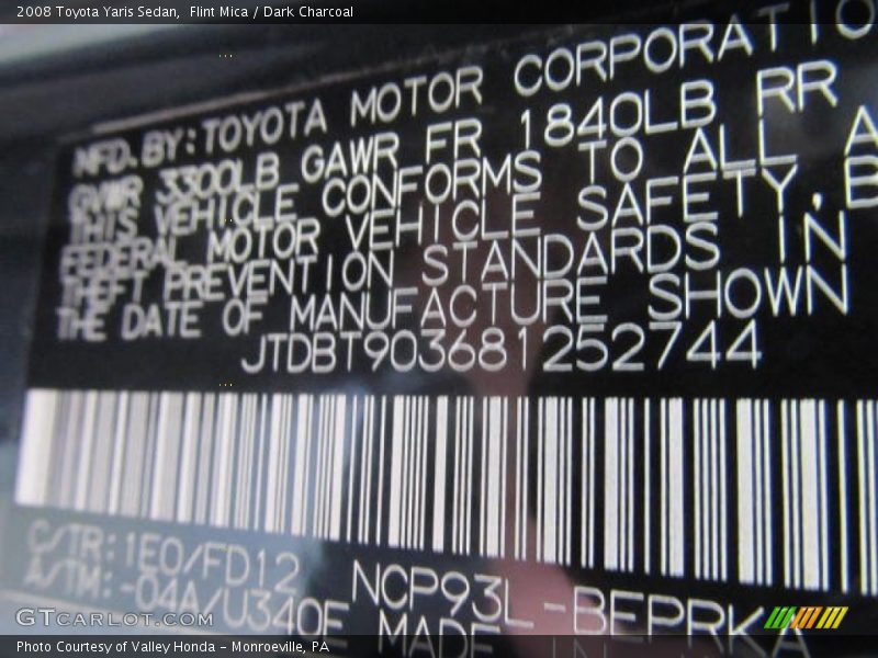 Flint Mica / Dark Charcoal 2008 Toyota Yaris Sedan