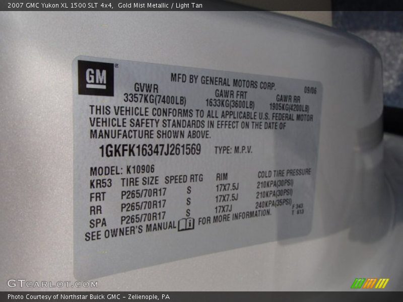 Gold Mist Metallic / Light Tan 2007 GMC Yukon XL 1500 SLT 4x4