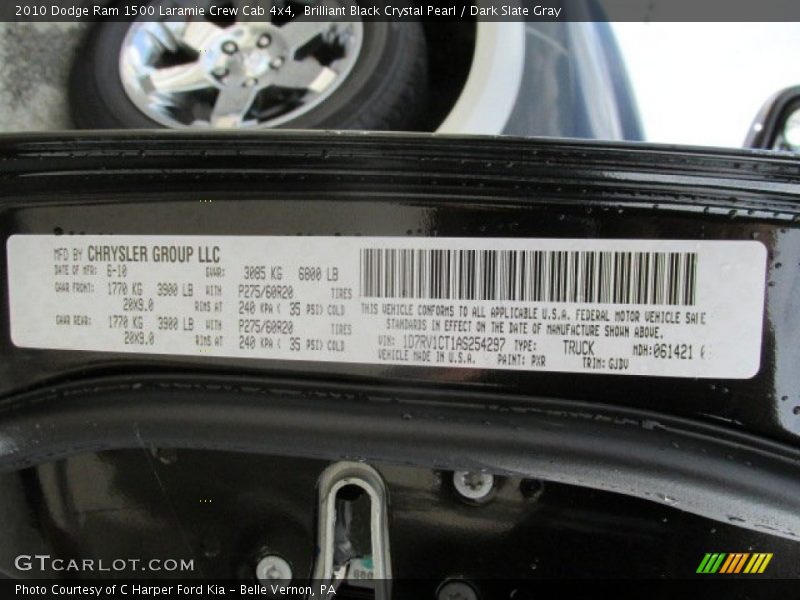 Brilliant Black Crystal Pearl / Dark Slate Gray 2010 Dodge Ram 1500 Laramie Crew Cab 4x4