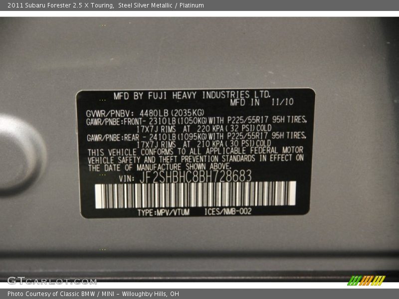 Steel Silver Metallic / Platinum 2011 Subaru Forester 2.5 X Touring