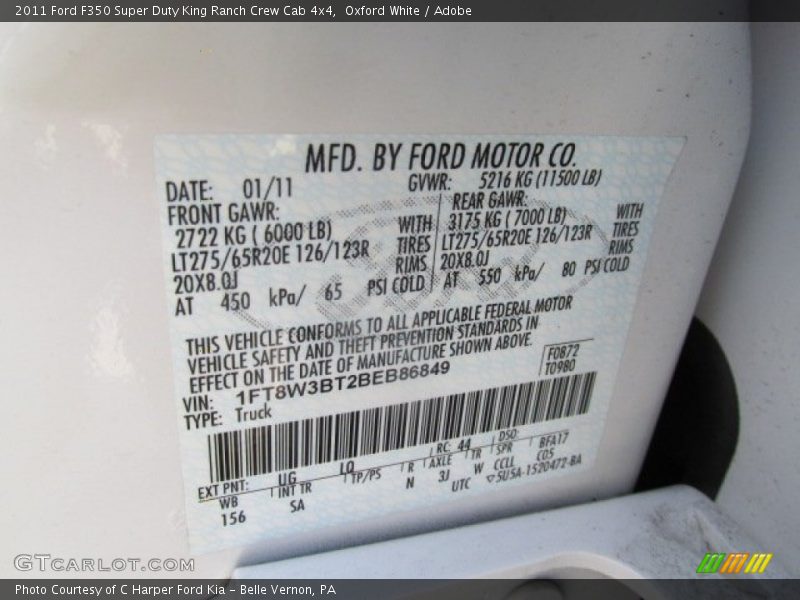 Oxford White / Adobe 2011 Ford F350 Super Duty King Ranch Crew Cab 4x4