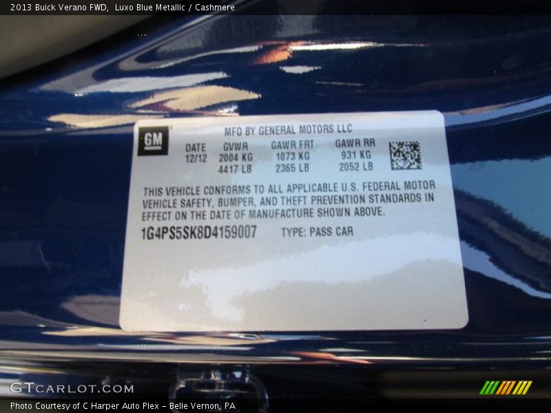 Luxo Blue Metallic / Cashmere 2013 Buick Verano FWD
