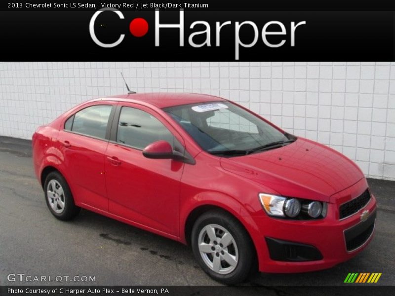 Victory Red / Jet Black/Dark Titanium 2013 Chevrolet Sonic LS Sedan