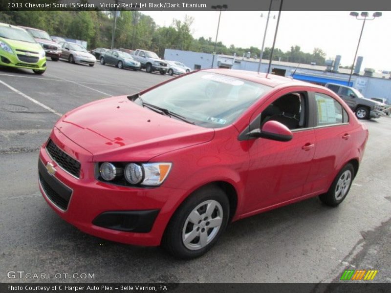 Victory Red / Jet Black/Dark Titanium 2013 Chevrolet Sonic LS Sedan