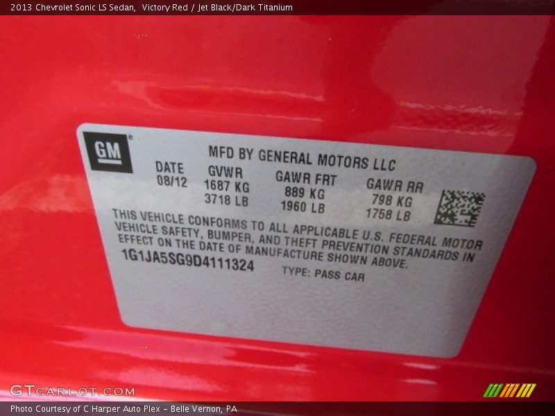 Victory Red / Jet Black/Dark Titanium 2013 Chevrolet Sonic LS Sedan
