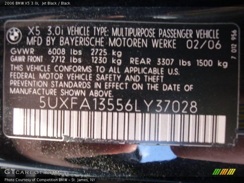 Jet Black / Black 2006 BMW X5 3.0i