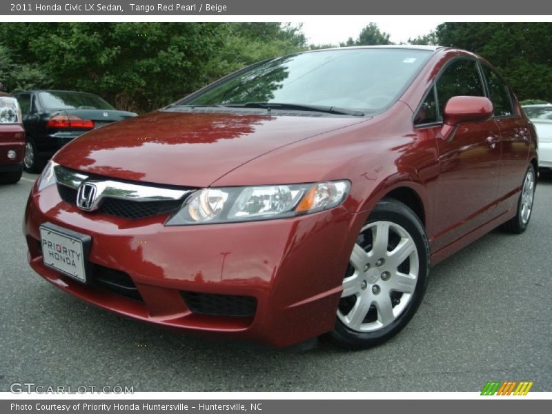 Tango Red Pearl / Beige 2011 Honda Civic LX Sedan