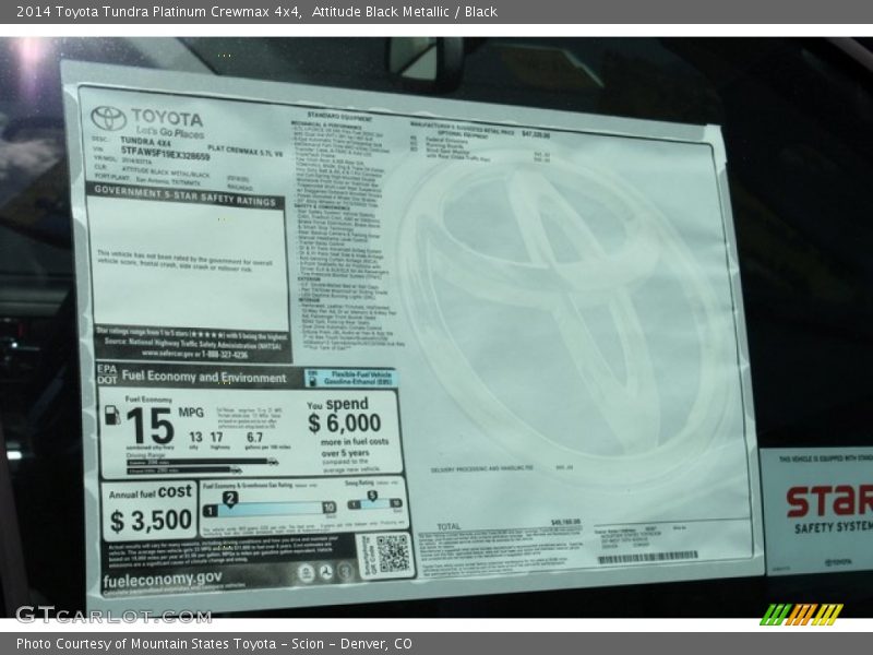  2014 Tundra Platinum Crewmax 4x4 Window Sticker