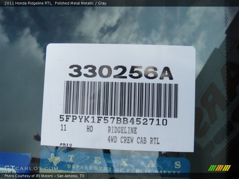 Polished Metal Metallic / Gray 2011 Honda Ridgeline RTL