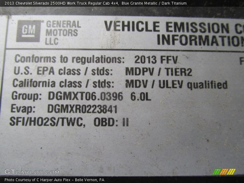 Blue Granite Metallic / Dark Titanium 2013 Chevrolet Silverado 2500HD Work Truck Regular Cab 4x4