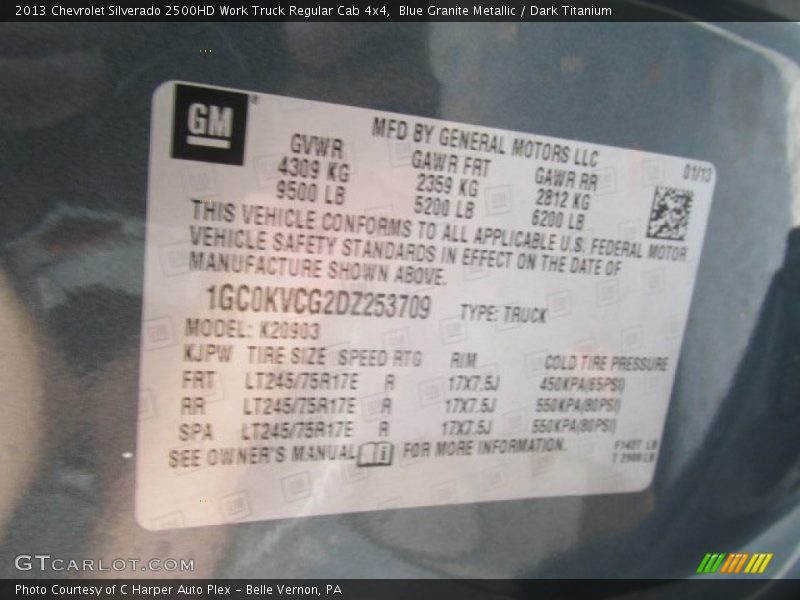 Blue Granite Metallic / Dark Titanium 2013 Chevrolet Silverado 2500HD Work Truck Regular Cab 4x4