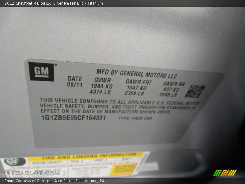 Silver Ice Metallic / Titanium 2012 Chevrolet Malibu LS