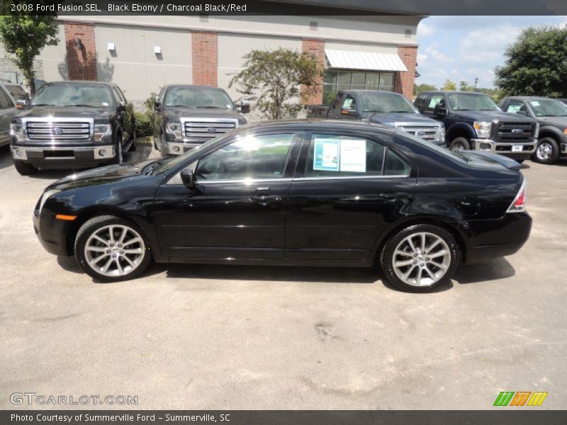 Black Ebony / Charcoal Black/Red 2008 Ford Fusion SEL