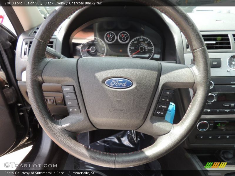 Black Ebony / Charcoal Black/Red 2008 Ford Fusion SEL