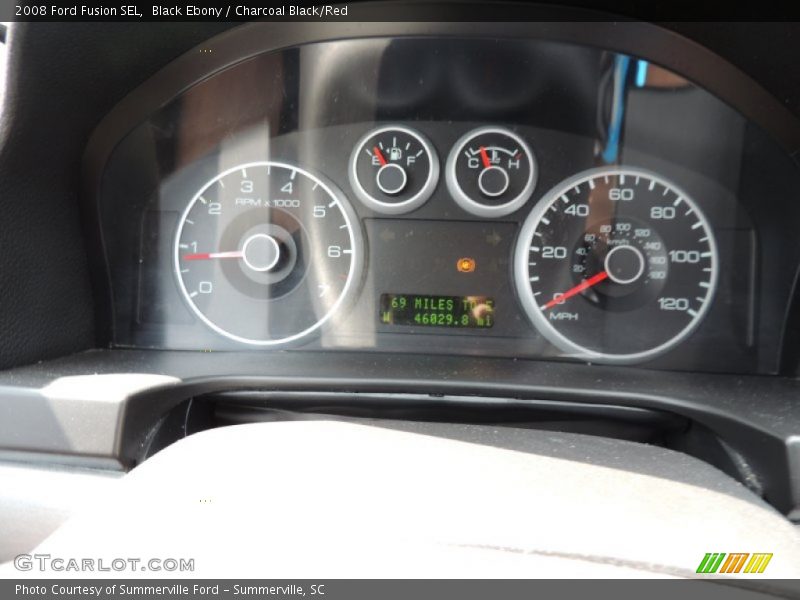 Black Ebony / Charcoal Black/Red 2008 Ford Fusion SEL