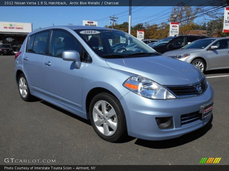 Arctic Blue Metallic / Charcoal 2012 Nissan Versa 1.8 SL Hatchback