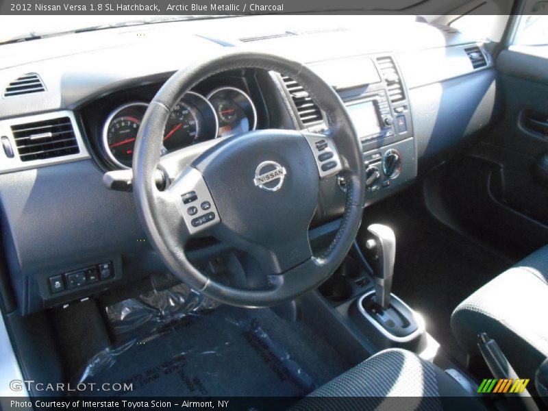 Arctic Blue Metallic / Charcoal 2012 Nissan Versa 1.8 SL Hatchback
