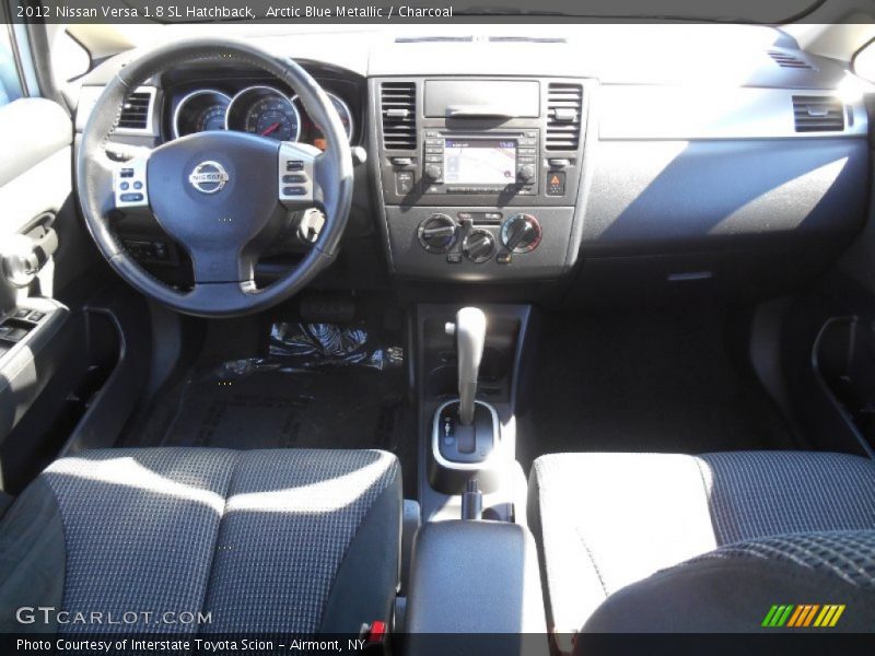 Arctic Blue Metallic / Charcoal 2012 Nissan Versa 1.8 SL Hatchback