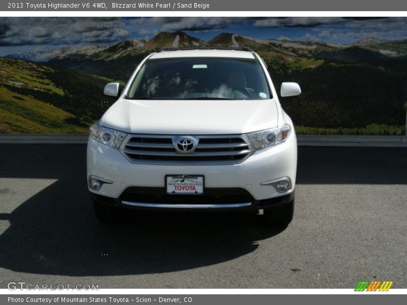 Blizzard White Pearl / Sand Beige 2013 Toyota Highlander V6 4WD