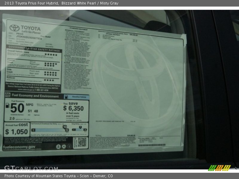 Blizzard White Pearl / Misty Gray 2013 Toyota Prius Four Hybrid