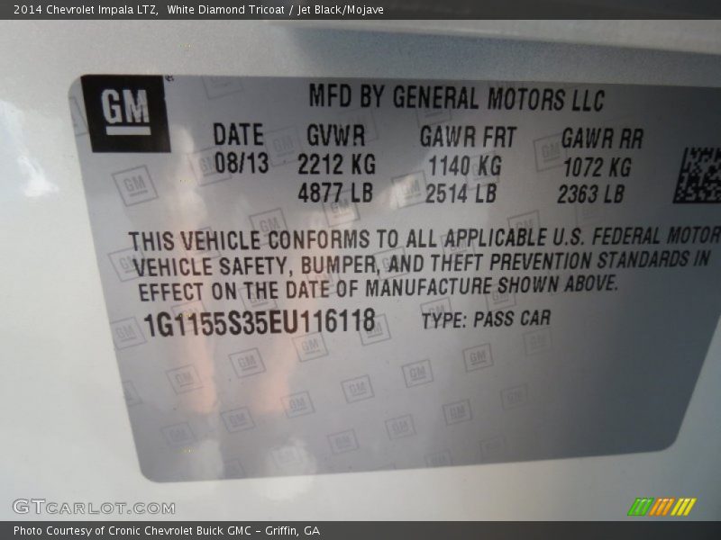 White Diamond Tricoat / Jet Black/Mojave 2014 Chevrolet Impala LTZ