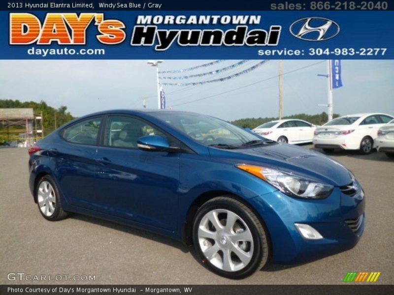 Windy Sea Blue / Gray 2013 Hyundai Elantra Limited